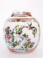 Grote vintage porselein gemberpot gekleurd vogels bloemen, Antiek en Kunst, Antiek | Vazen, Ophalen