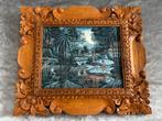 Origineel Indonesich - Balinees schilderij met houten lijst, Ophalen of Verzenden