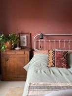 Antiek Frans ijzeren spijlenbed - Twijfelaar, Huis en Inrichting, Slaapkamer | Bedden, Ophalen, Gebruikt, Overige kleuren, Twijfelaar