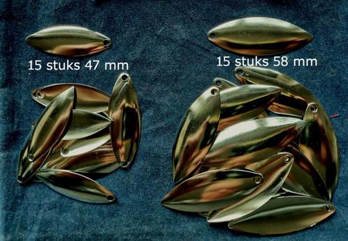 30 stuks Goudkleurige Willow (Wilgenblad) spinnerbladen, Watersport en Boten, Hengelsport | Roofvissen, Nieuw, Complete set, Ophalen