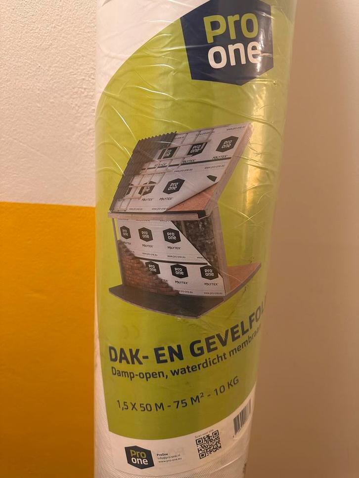 ProOne Dak- en Gevelfolie 1,5x50m Dampopen, Doe-het-zelf en Verbouw, Dakpannen en Dakbedekking, Nieuw, Overige typen, Kunststof
