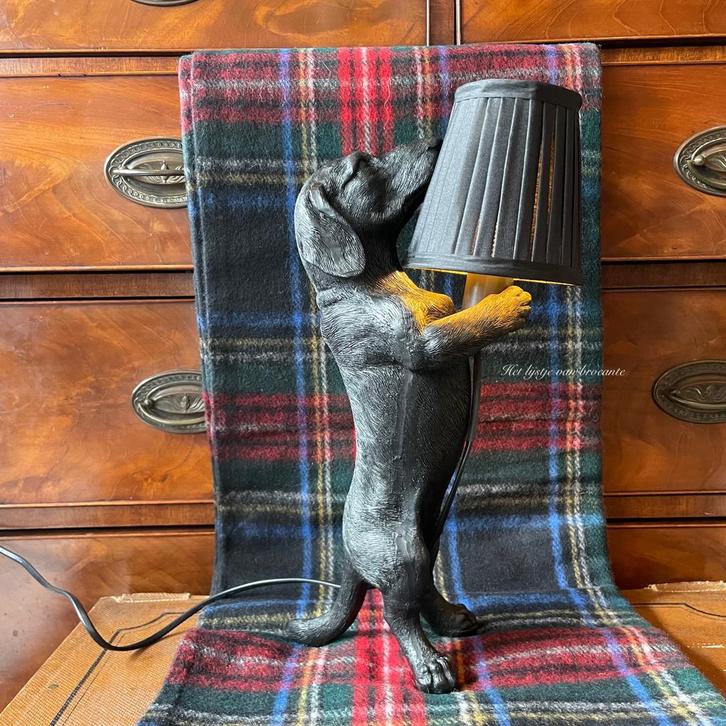 Teckel tafellamp met klemkapje zwart, Huis en Inrichting, Lampen | Tafellampen, Nieuw, Verzenden