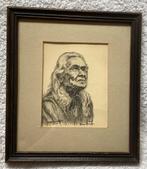 Marie Stoney Pencil drawing of a Native  Chief Dan George, Antiek en Kunst, Verzenden