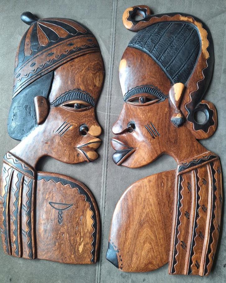 Afrikaanse handwerk vrouw en man houtsnijwer, Antiek en Kunst, Kunst | Niet-Westerse kunst, Ophalen of Verzenden