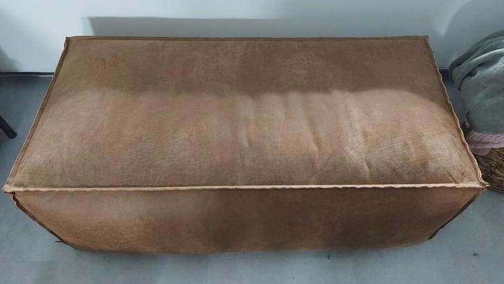 BePureHome hocker/poef cognac brown 378610, Huis en Inrichting, Banken | Voetenbanken en Poefen, Zo goed als nieuw, 50 tot 75 cm