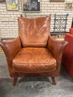 Bruin zacht leren vintage fauteuil, Huis en Inrichting, Ophalen, Gebruikt, Leer, Nvt