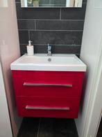 Rode wastafelmeubel met kraan!, Ophalen, Gebruikt, 50 tot 100 cm, Minder dan 100 cm