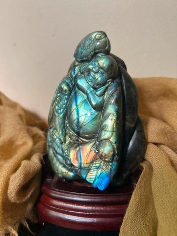 Labradoriet Boeddha topcarving beschermt zeldzaam uniek TIP beschikbaar voor biedingen