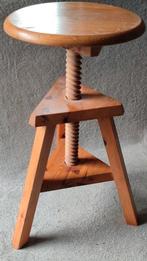 Vintage draaikruk, atelierkruk - hout - Hoogte 46>61cm, Huis en Inrichting, Gebruikt, Ophalen of Verzenden, Hout