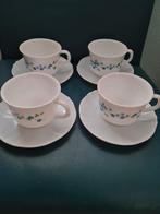 Vintage Kop en Schotels met Blauwe Bloemen arcoroc arcopal, Overige materialen, Ophalen of Verzenden, Zo goed als nieuw, Overige stijlen