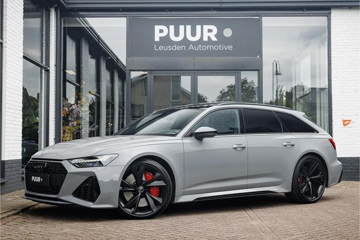 Audi RS6 4.0 TFSI Quattro Nardo Grey Pano - B&O 3D - 360 Cam, Auto's, Audi, Bedrijf, Te koop, RS6, 360° camera, 4x4, ABS, Airbags