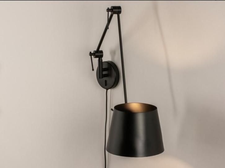 2x LUMIDORA Zwarte Verstelbare Lampen, Huis en Inrichting, Lampen | Wandlampen, Zo goed als nieuw, Metaal, Ophalen of Verzenden