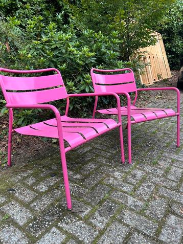 Decoratieve roze tuinstoelen gietijzer 2 stuks beschikbaar voor biedingen