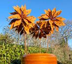 Roest bloem zinnia op tuinsteker diameter 45 cm., Antiek en Kunst, Curiosa en Brocante, Ophalen of Verzenden