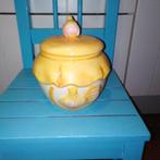 Vintage knoflookpot geel met knoflookopdruk in relief, Huis en Inrichting, Ophalen, Gebruikt