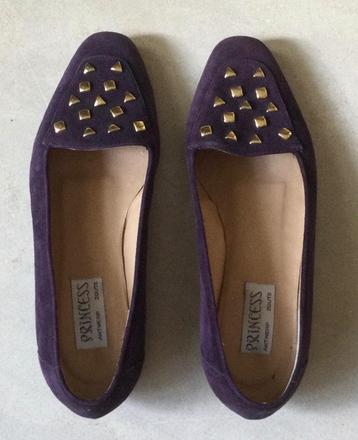Paarse suède instapschoenen met goudkleurige studs Princess  beschikbaar voor biedingen