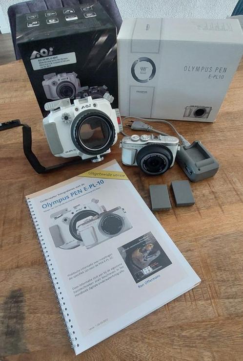 Olympus PEN E-PL10 met Onderwaterhuis, Audio, Tv en Foto, Fotografie | Onderwatercamera's, Gebruikt, Complete set, Meer dan 40 meter