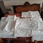 Groot lot oud linnengoed lakens slopen met kant, Verzenden