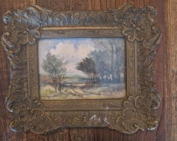 Klein schilderij met sierlijke lijst beschikbaar voor biedingen