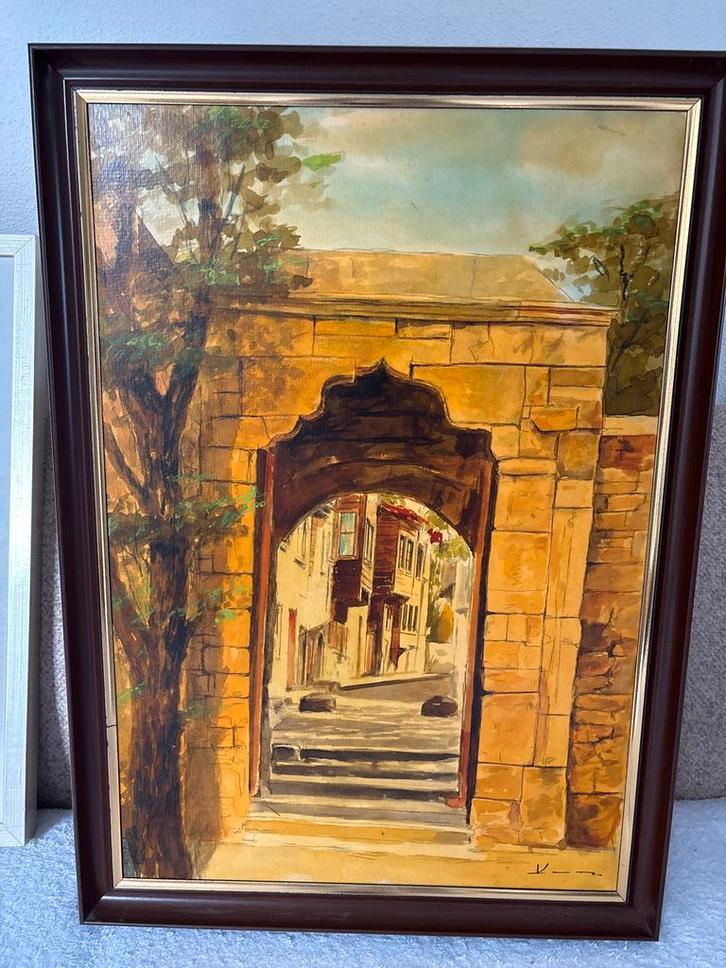 Oriëntaals Straatgezicht Schilderij - Handgeschilderd, Antiek en Kunst, Kunst | Schilderijen | Klassiek, Ophalen