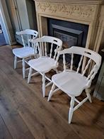 Set van 3 landelijke houten stoelen, Ophalen, Zo goed als nieuw, Wit