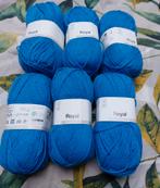 6 bollen wol, blauw, Hobby en Vrije tijd, Breien en Haken, Ophalen of Verzenden, Nieuw, Breien of Haken, Wol of Garen
