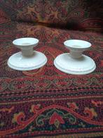 2 KANDELAARS 1-pits 6 cm hoog,  crème(roomwit) WEDGWOOD, Overige materialen, Ophalen of Verzenden, Zo goed als nieuw, Crème
