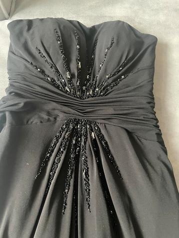 Strapless gala jurk zwart - maat 36 - weinig gedragen  beschikbaar voor biedingen