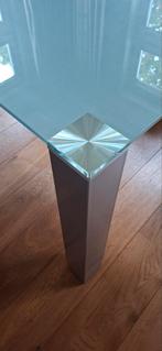 Koopje! Glazen Eettafel met RVS Poten - 160x90cm, Huis en Inrichting, Tafels | Eettafels, Glas, 150 tot 200 cm, Rechthoekig, 50 tot 100 cm
