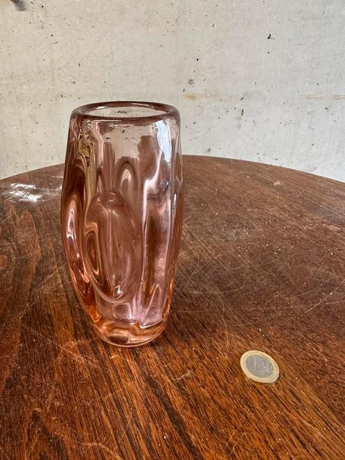 Vintage Rudolf Schrötter vaas– Sklo Union Tsjechië roze glas, Antiek en Kunst, Antiek | Glas en Kristal, Ophalen of Verzenden