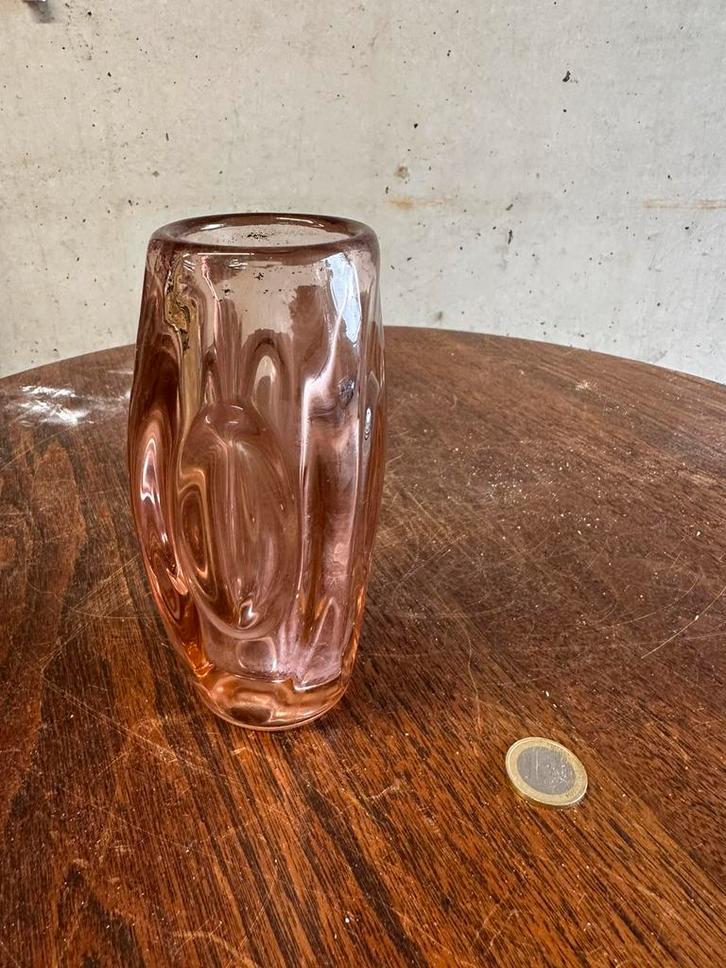 Vintage Rudolf Schrötter vaas– Sklo Union Tsjechië roze glas, Antiek en Kunst, Antiek | Glas en Kristal, Ophalen of Verzenden