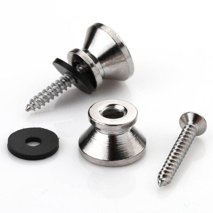 (2) vintage stijl strap buttons (bas) gitaar chrome, Muziek en Instrumenten, Instrumenten | Onderdelen, Nieuw, Elektrische basgitaar