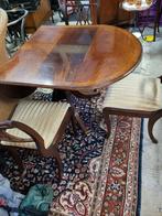 Exclusive Mahonie Hangoor Eetkamertafel met 3 stoelen, Ophalen