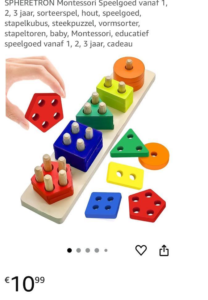Houten speelgoed Montessori Vormenstoof Sorteerspel, Kinderen en Baby's, Speelgoed | Educatief en Creatief, Zo goed als nieuw