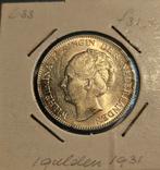 Gulden 1931 Wilhelmina - Perfecte Staat!, 1 gulden, Zilver, Ophalen of Verzenden, Koningin Wilhelmina