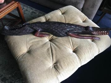 Vintage Antieke Houten Krokodil Handgemaakt Afrika. beschikbaar voor biedingen