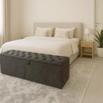 Boxspring opbergbox/zitbox antraciet Gecapitonneerd 160cm