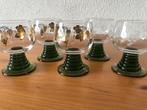 5 vintage wijnglaasjes met groene voet, Ophalen of Verzenden