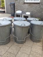 Zinken vuilnisemmer vuilnisbak afvalemmer afvalbak blanco, Ophalen, Zo goed als nieuw, Minder dan 50 cm