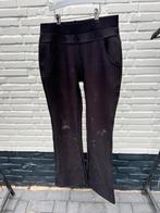 Flared travelstof broek | Maat L, Zwart, Maat 42/44 (L), Ophalen of Verzenden, Lang