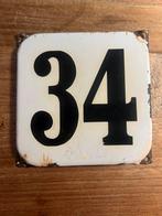 Oud Emaille huisnummers bord 34, Ophalen of Verzenden, Gebruikt