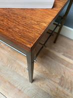 Bijzettafel tafel grijs metaal met hout - vintage retro, Minder dan 100 cm, Minder dan 50 cm, Gebruikt, Vintage