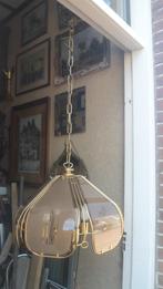 4 lichts plafondlamp / hanglamp verguld metaal glas messing, Ophalen of Verzenden