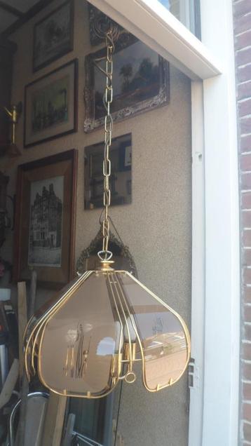 4 lichts plafondlamp / hanglamp verguld metaal glas messing beschikbaar voor biedingen