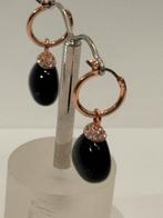 Oorbellen Astrelle rosé goud/zwart, Met kristal, Overige materialen, Hangers, Zwart