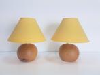 Set 2 vintage tafellamp beuken hout bol lamp Deens '70, Huis en Inrichting, Lampen | Tafellampen, Minder dan 50 cm, Gebruikt, Vintage