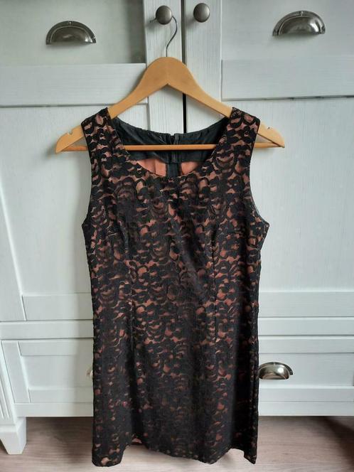 Zelfgemaakte Zwarte Kanten Jurk met Oudroze Maat 36 S, Kleding | Dames, Jurken, Gedragen, Maat 36 (S), Zwart, Boven de knie, Ophalen of Verzenden