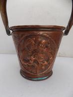 Bloempot koper pot ompot vintage brocante patin decoratie, Rond, Gebruikt, Ophalen of Verzenden, Minder dan 25 cm