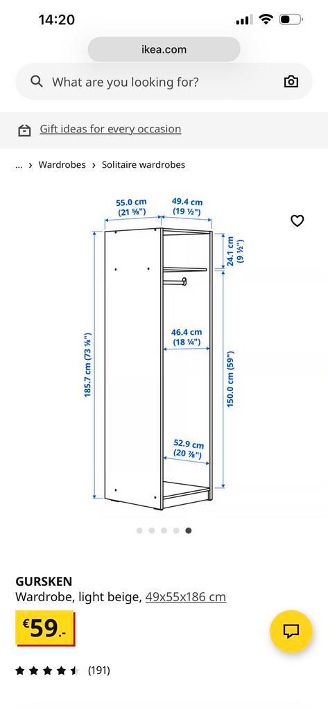 Ikea GURSKEN kledingkast - Zo goed als nieuw!, Huis en Inrichting, Badkamer | Complete badkamers, Zo goed als nieuw, Ophalen