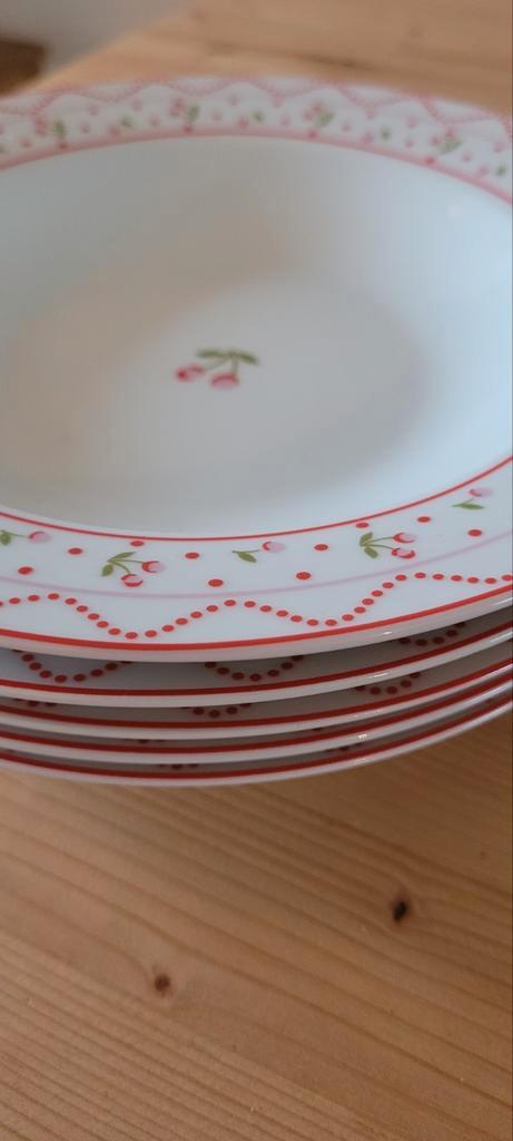 Set van 5 Mariehult Sweden Diepe Borden - Kersen dessin, Huis en Inrichting, Keuken | Servies, Zo goed als nieuw, Bord(en), Overige stijlen